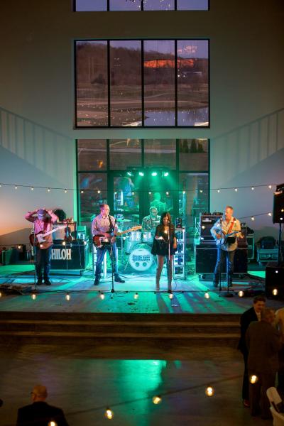 band on stage at event venue