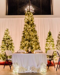 christmas trees at holiday party