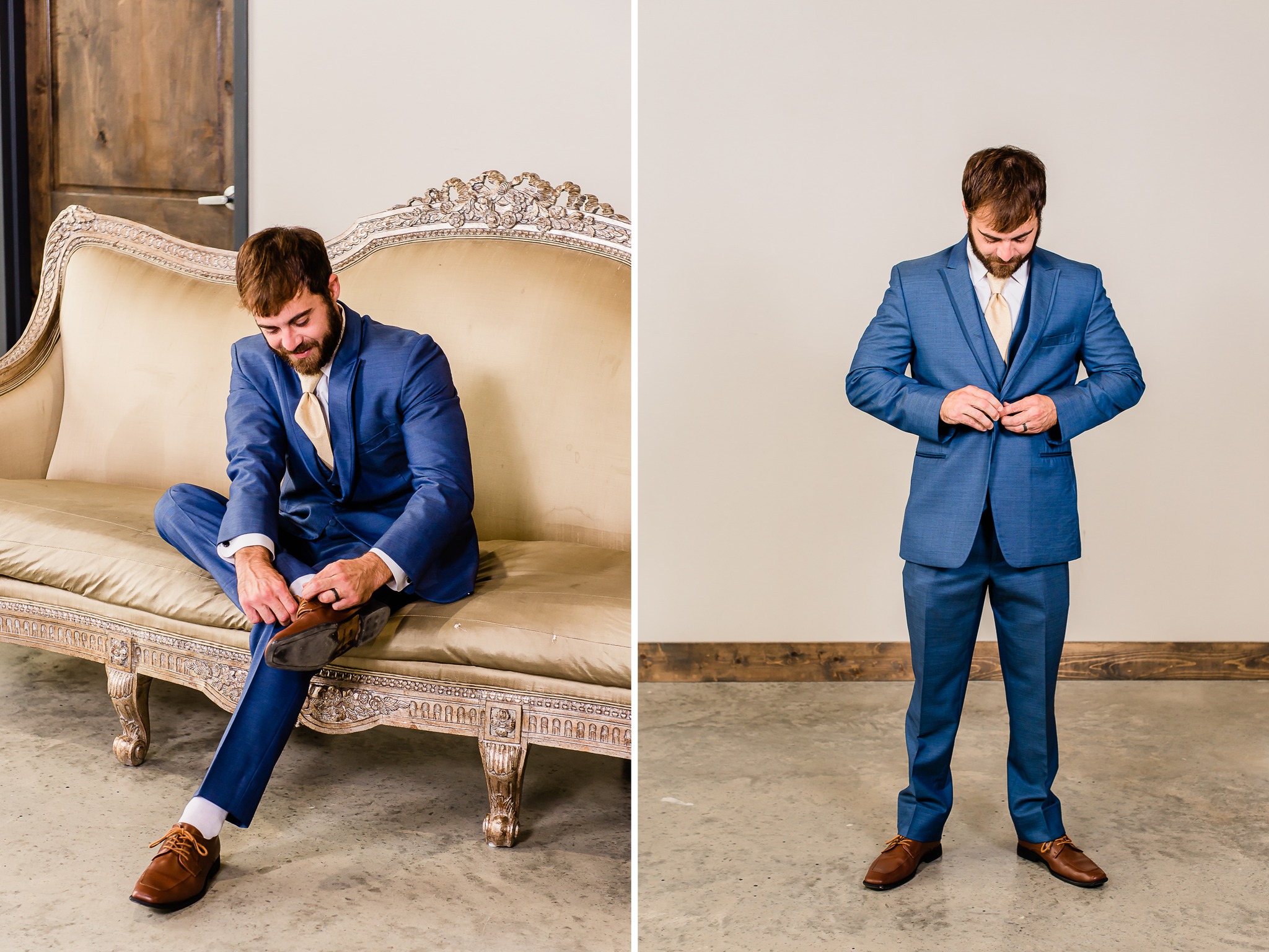 groom in blue suit