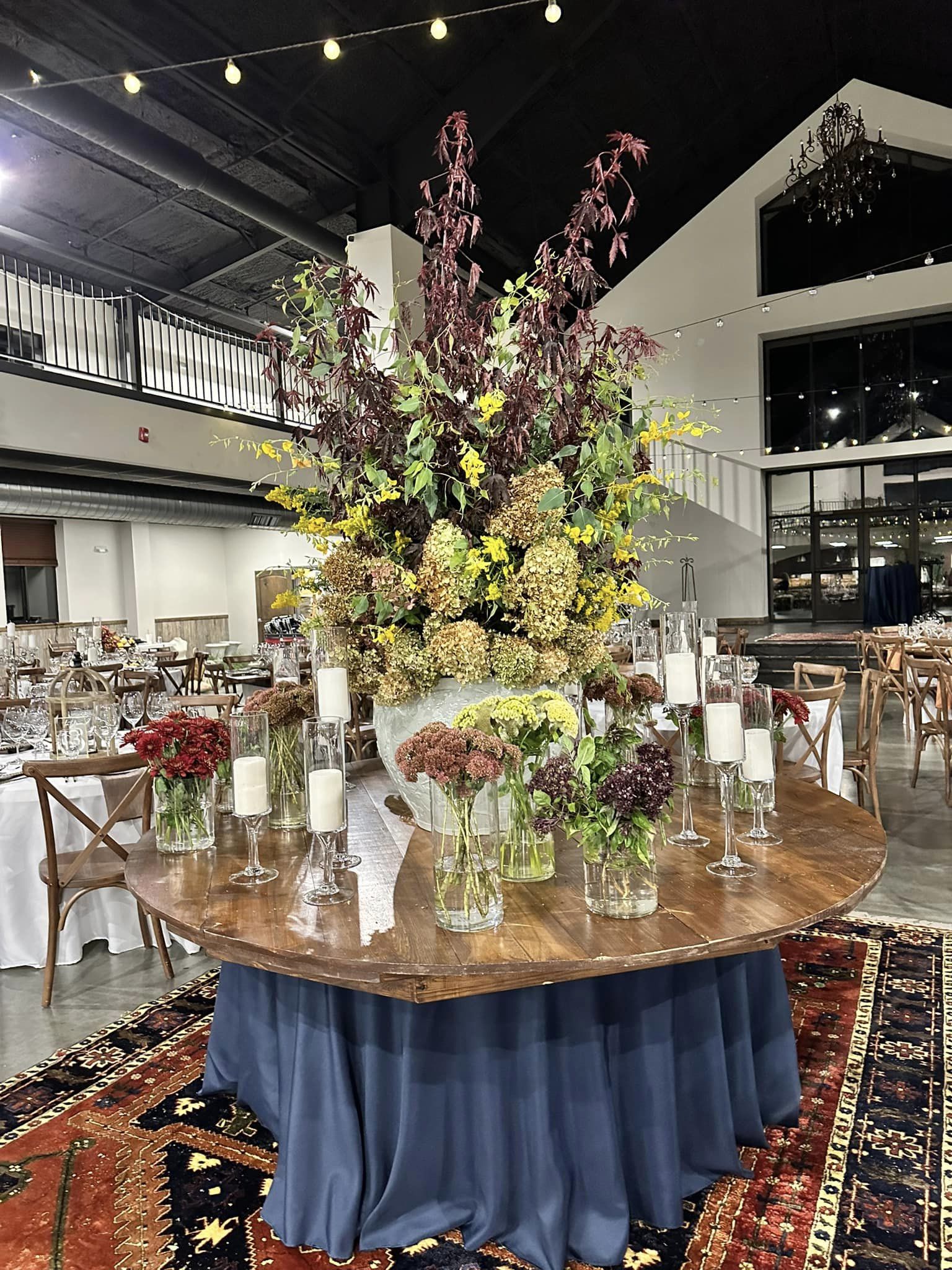 large floral arrangement at event