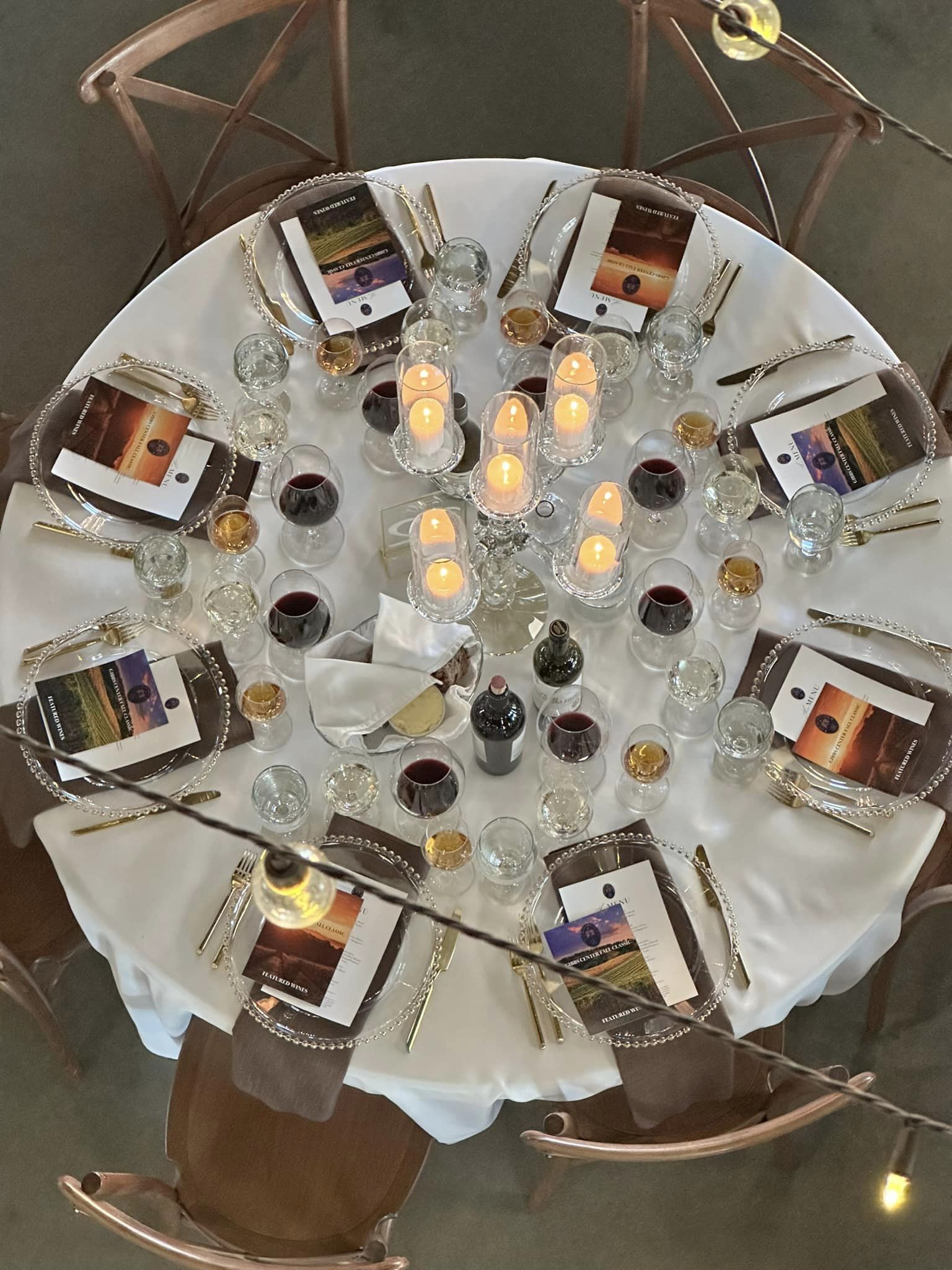 aerial view of event table